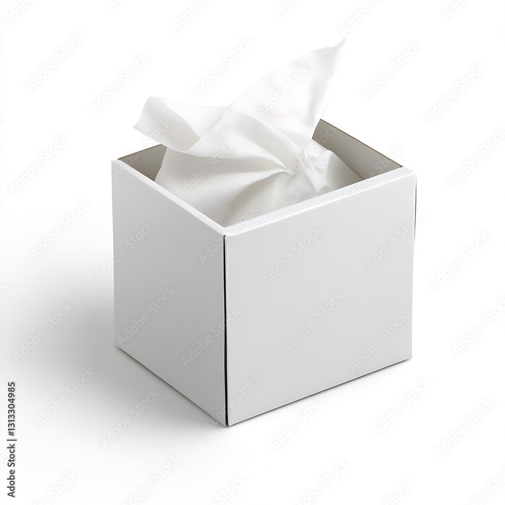 Poster minimalist white tissue box with soft napkin peeking out for a clean and simple aesthetic : generati