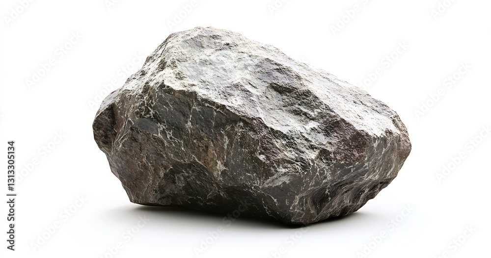 Aufkleber Natural rock formation with rough texture and earthy tones displayed against a clean white background : Generative AI