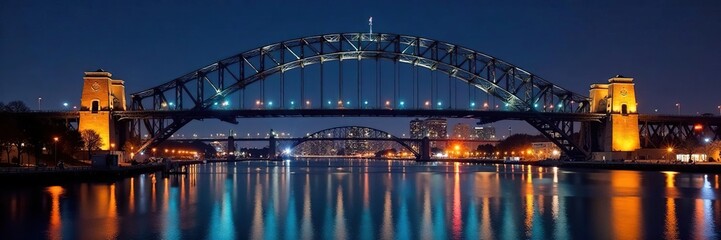 Fototapeta premium Longfellow Bridge arch, city lights twinkling, iconic, skyline, urban