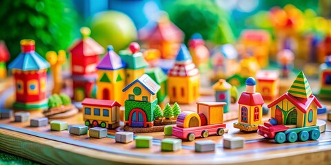 Miniature Toy Line Art: Whimsical Tilt-Shift Photography of Playful Toys