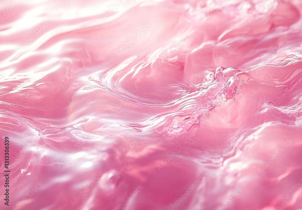 Aufkleber Soft and smooth pink water texture with gentle waves and light reflections creating a serene atmosphere : Generative AI