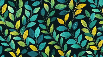 Tropical leaf pattern design nature inspired graphic art vibrant colors seamless background for creative projects