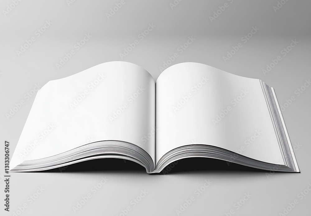 Poster An open blank book laying flat on a smooth surface inviting creativity and ideas to fill the pages : Generative AI