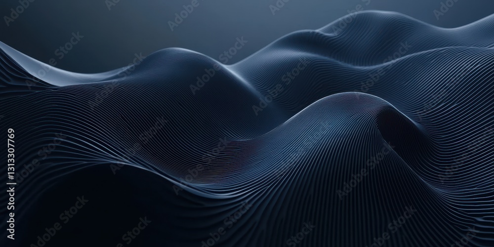Poster abstract dark wave pattern with smooth lines creating a flowing design and depth, resembling natural