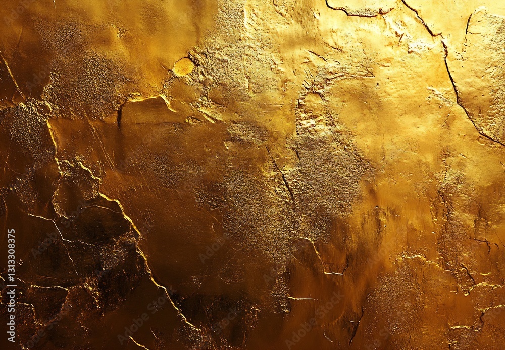 Poster textured surface of a golden wall with cracks showcasing an antique and luxurious appearance : gener