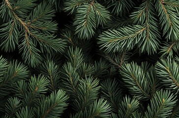 Obraz premium Closeup view of lush evergreen pine branches creating a rich textured background : Generative AI