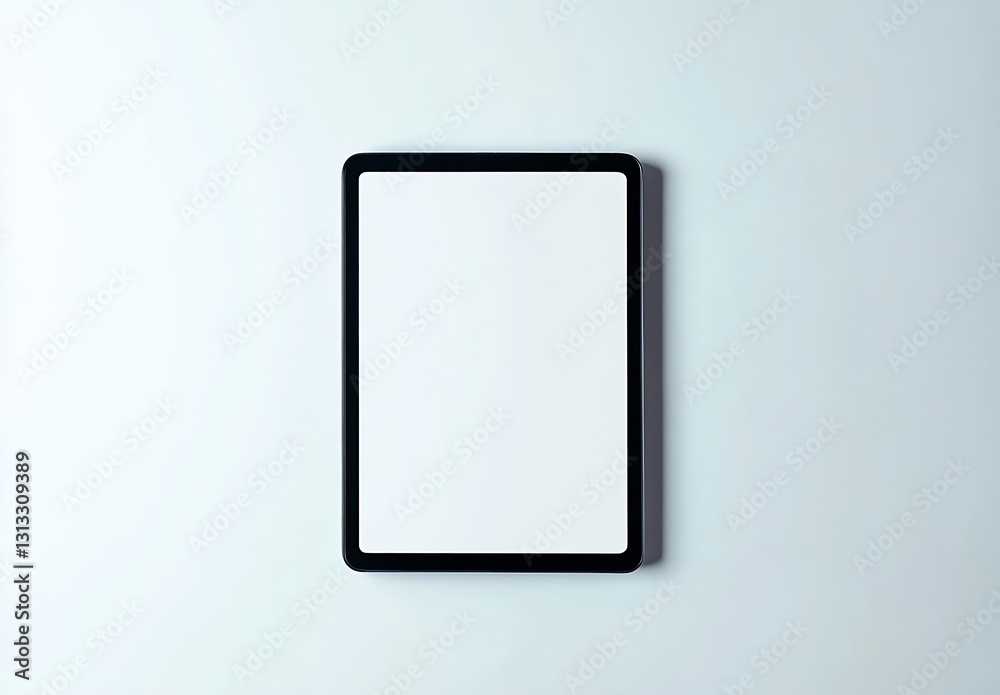 Aufkleber Stylish digital tablet with a thin black frame resting on a soft blue background : Generative AI