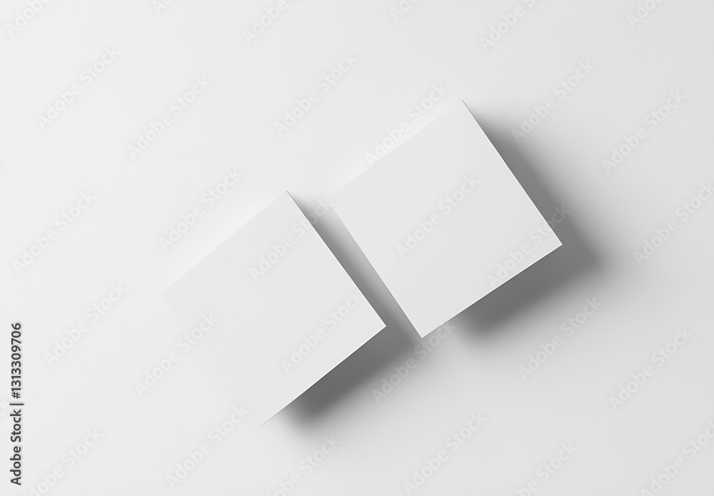 Poster Minimalistic layout featuring two blank white squares on a clean white background for mockup displays : Generative AI