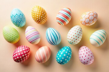 Obraz premium Minimalist Easter Eggs: Whimsical Line Art on Pastel Background