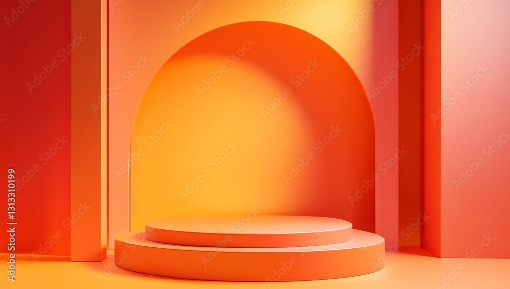Poster bright and bold orange background with circular shapes for promotional displays : generative ai