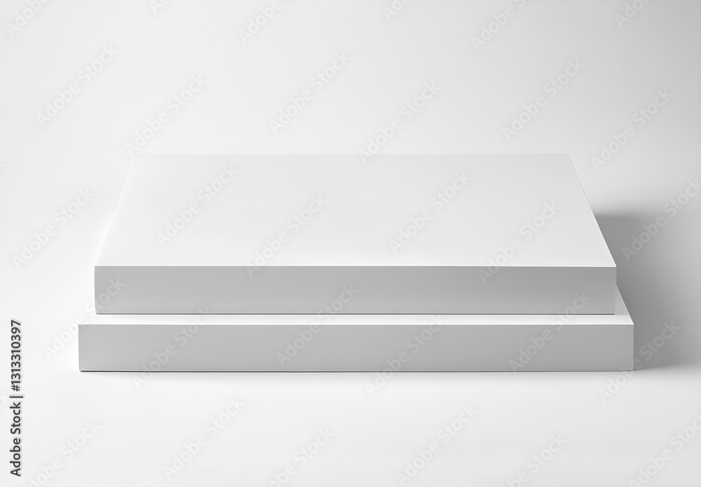 Aufkleber two flat stacks of blank paper on a minimalistic surface ideal for printing and creative projects : 