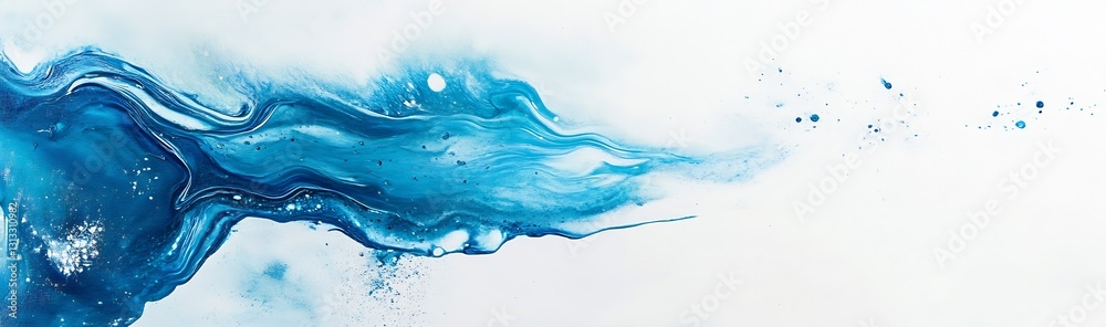 Aufkleber Captivating blue abstract waves cascading through space providing a vibrant and refreshing artistic scene : Generative AI