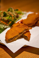 A delicious dish from a Japanese yakitori restaurant, potato croquettes