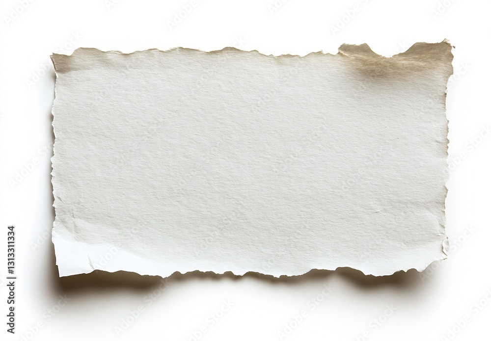 Aufkleber Torn edge of textured handmade paper revealing natural fibers and subtle color variations in a rustic style : Generative AI