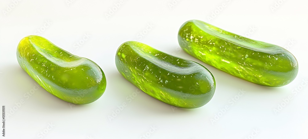 Aufkleber fresh green cucumbers displayed on a white background for healthy eating and cooking concepts : gene