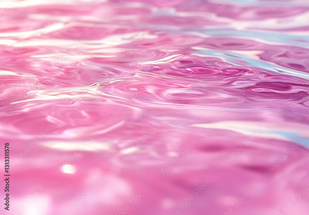 Poster Captivating closeup of shimmering pink water surface reflecting light creating a dreamy atmosphere : Generative AI