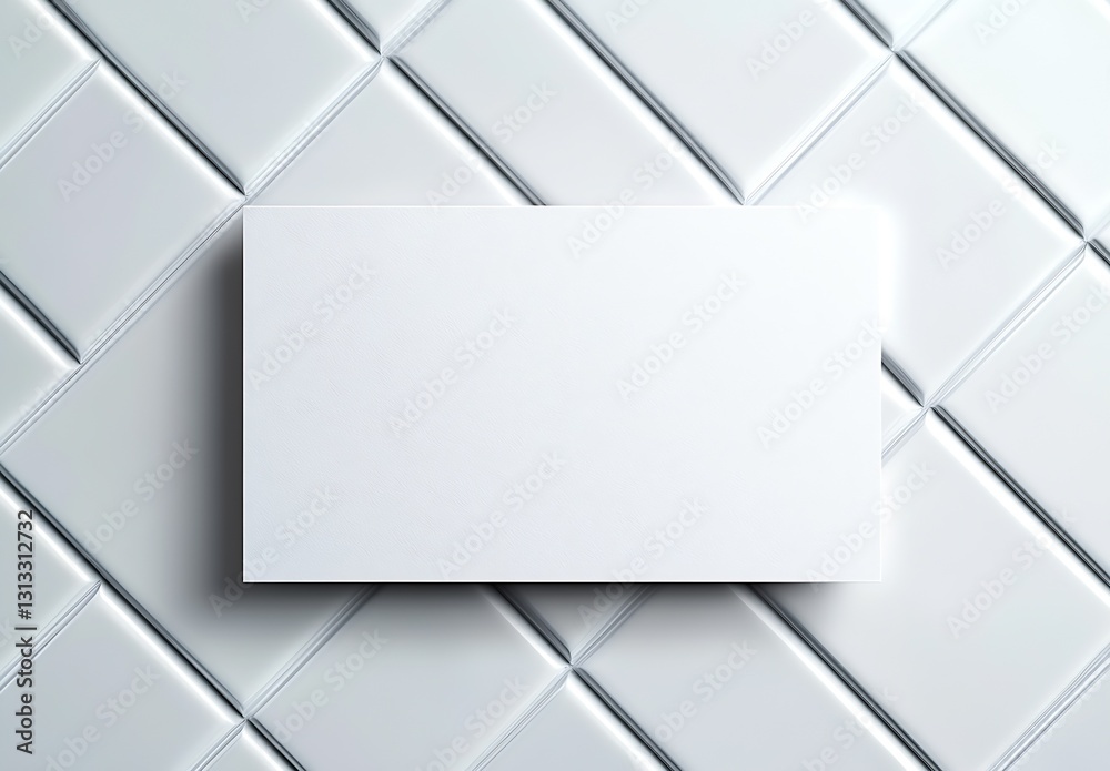 Aufkleber plain white business card template resting on a textured white surface for design mockups : generati