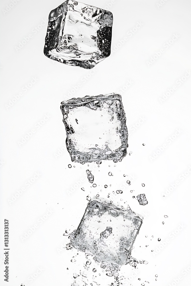 Leinwandbilder elegant ice cubes falling through water creating a stunning visual for any beverage : generative ai