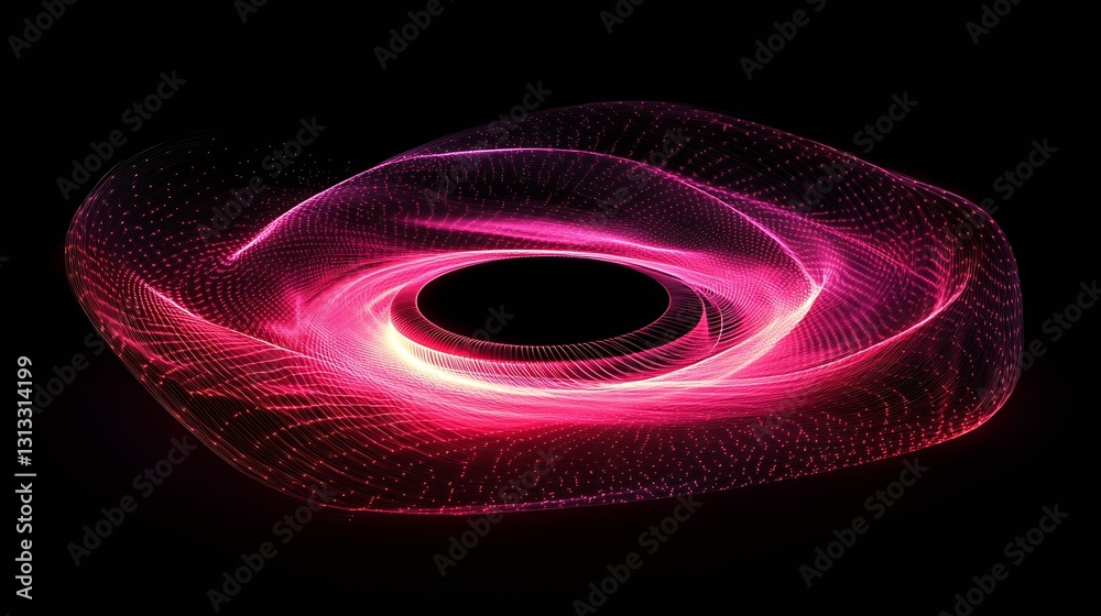 Aufkleber Stunning abstract swirling wave pattern with radiant light in vibrant pink and black tones : Generative AI