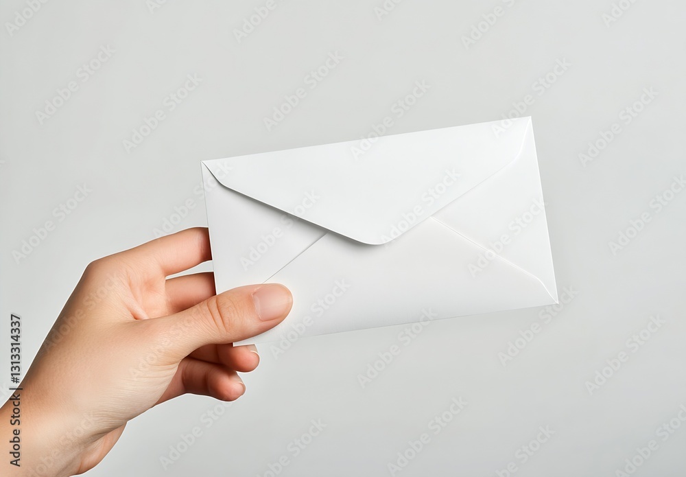 Aufkleber A person presenting a sealed envelope showcasing formal communication in a minimalist setting : Generative AI
