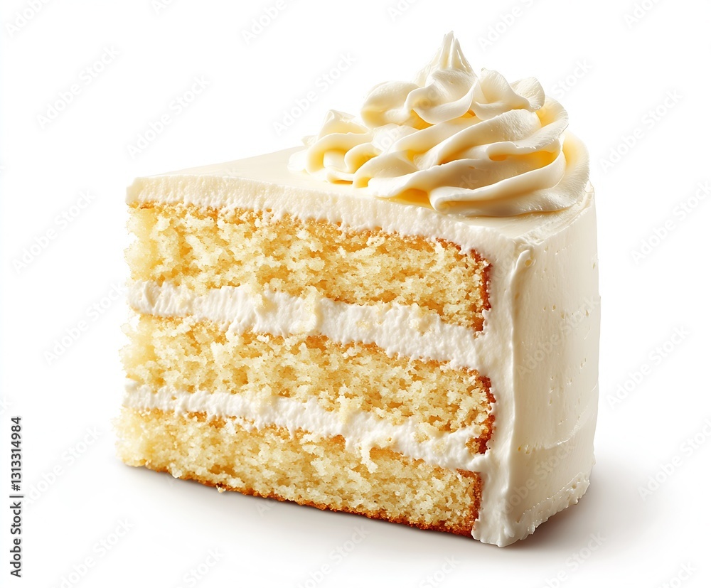 Aufkleber delicious slice of vanilla cake with creamy frosting and a decorative swirl of whipped cream : gener