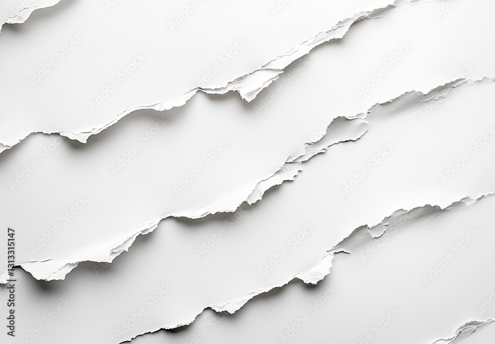 Poster Torn White Paper Texture with Soft Shadows for Creative Background Design : Generative AI