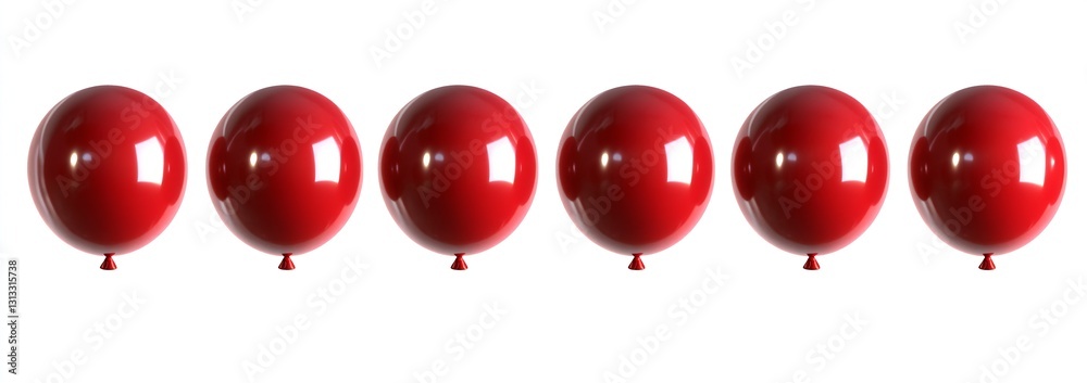 Aufkleber set of six shiny red balloons with varied orientations isolated on a white background for festive th