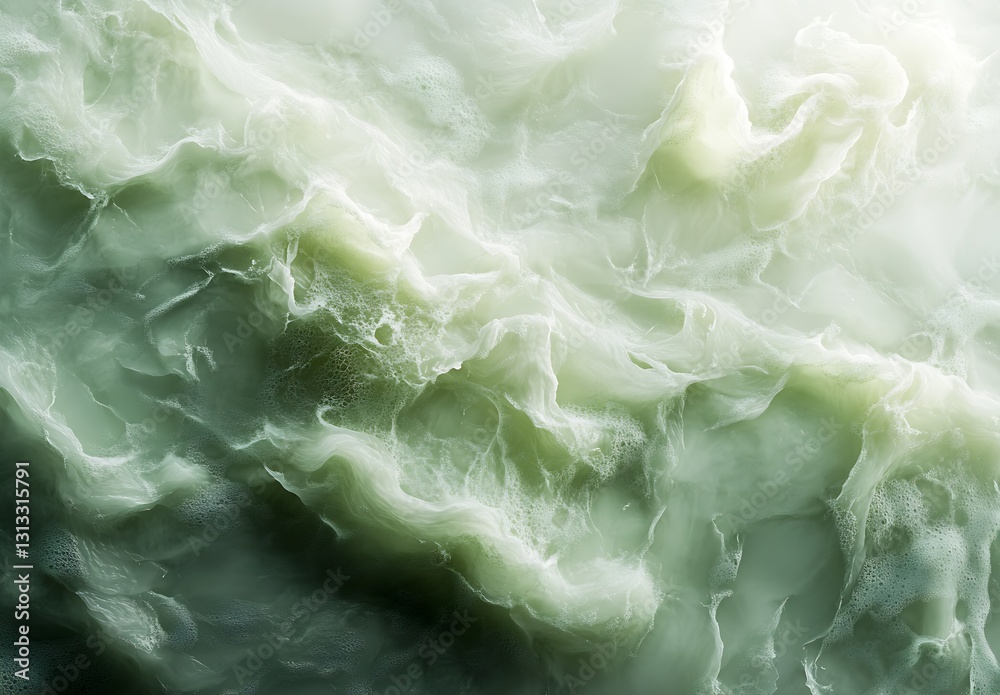 Leinwandbilder dynamic abstract ocean waves and foam textures reflecting various shades of green and white for arti