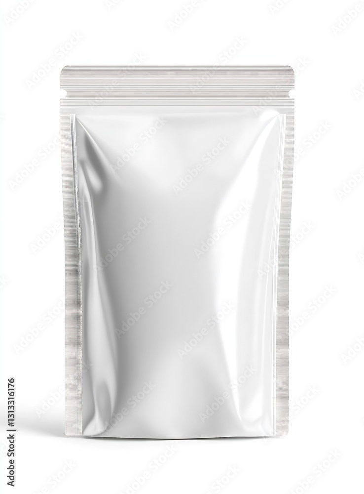 Poster empty white pouch package ready for branding design and product packaging : generative ai