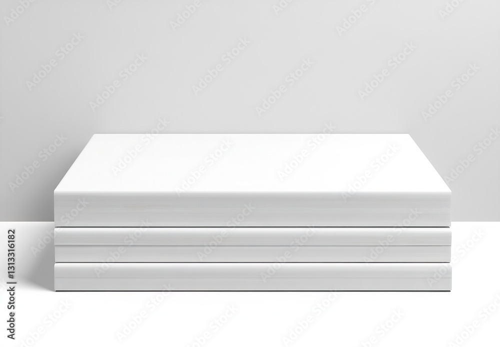 Fototapete Neatly Stacked Blank White Paper Sheets on a Clean Surface Highlighting Minimalist Design and Organization Themes : Generative AI