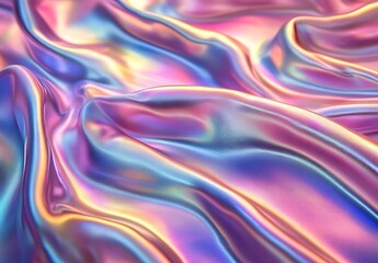 Obraz premium Glistening colorful silk fabric creating an elegant and dynamic texture for design and art : Generative AI