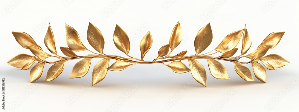 Poster glorious golden olive branch displaying exquisite golden leaves on a white backdrop : generative ai