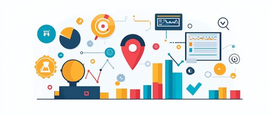 Aligning marketing strategy with business goals, incorporating SEO, customer segmentation, and engagement tactics, clean and strategic visuals