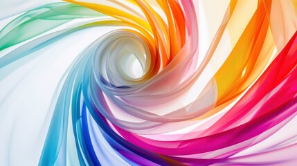 Obraz premium Vibrant Abstract Swirl Expanding from the Center on White Background