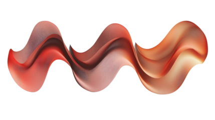 Red and orange wavy shapes creating abstract design on transparent background