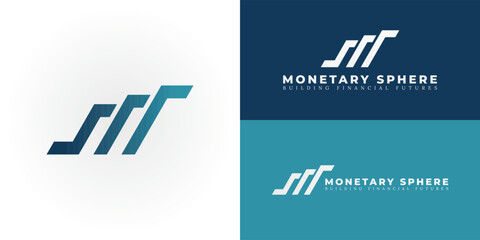 Fototapeta premium The dynamic logo uniquely represents the initials M through a series of ascending, stylized bars, perfectly suited for businesses operating at the intersection of Architecture, Finance, and Investment