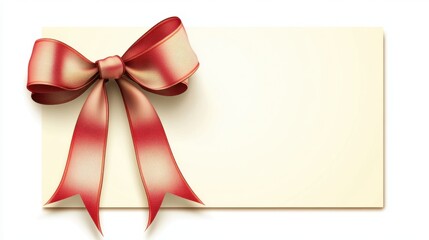 Elegant Red Bow on Cream Background for Gift or Celebration Card