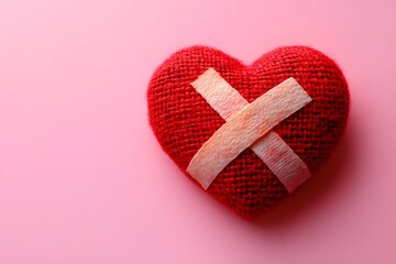 Wounded heart on pink background (8)