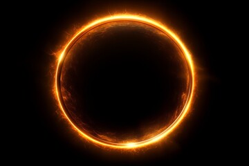 Fiery Orange Ring of Light Glowing Energy Circle Abstract Background Design