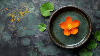 Delicate flower beautifully arranged in bowl representing mindful experience and the aesthetic pleasure of nature's beauty