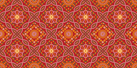 Decorative Traditional Red Bandhani seamless pattern vector illustration great for teej, for print, fabric, textile, paper, wallpaper, marwari design, backdrop, rajasthani, art, paper.