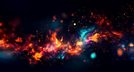 Abstract image with fiery orange and blue hues. A vibrant, dynamic, and energetic visual against a dark backdrop.