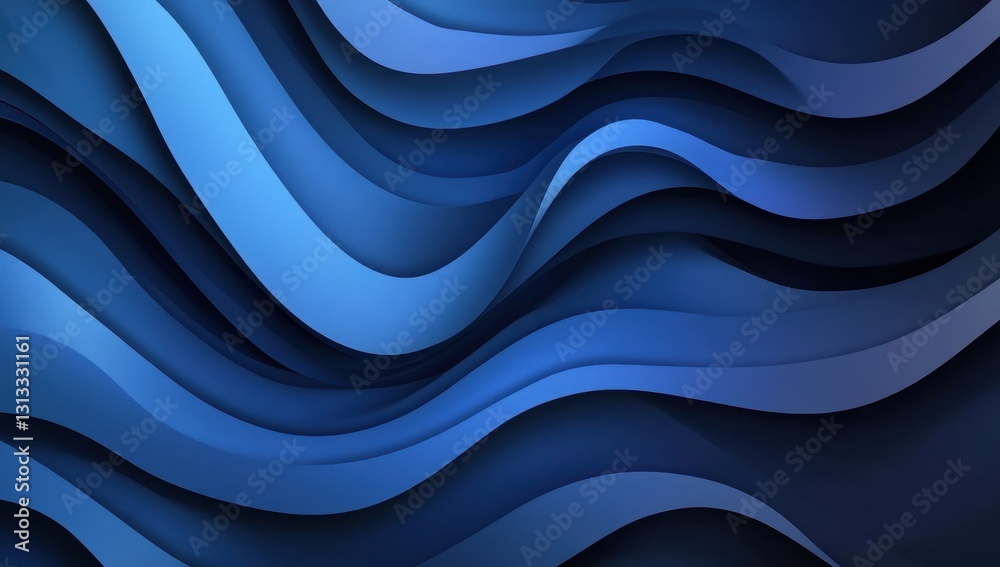 Poster abstract waves in blue tones with soft curves creating a fluid and modern background for design proj