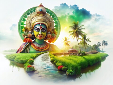 Onam Festival Double Exposure: Vibrant Kerala Culture & Nature