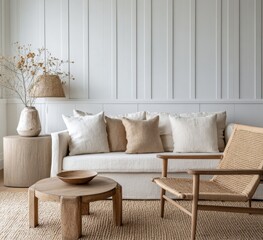 Coastal living room with neutral decor