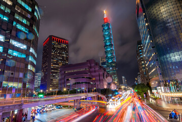  tourist attractions in the city park of taiwan, Asia business concept image, panoramic modern cityscape building in taiwan.