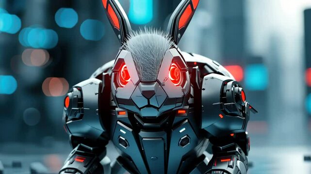 Futuristic Cybernetic Rabbit: An Imaginative Blend of Nature and Technology in a Mechanized World