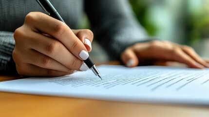 Signing important documents in an office setting close-up view professional environment