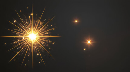 Star burst with sparkles isolated on transparent background. Sun flash with rays or gold spotlight set. Glow  flare light effect.