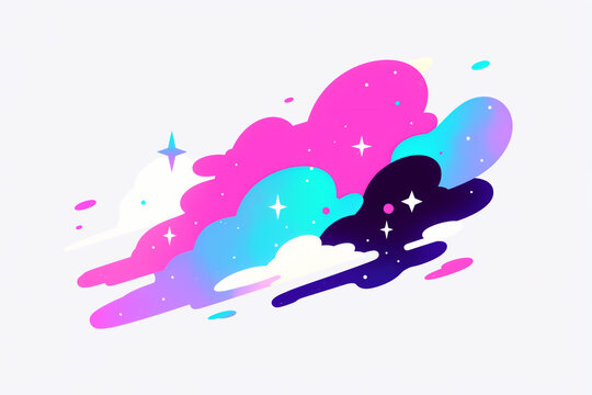Fototapeta ポップなキラキラと流れる雲